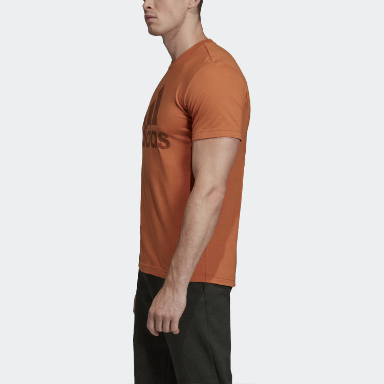 adidas MH Bos Tee Gym Training Sports Round Neck Short Sleeve Khaki Brown EB5243