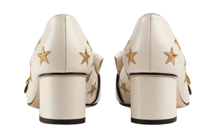 (WMNS) Gucci Marmont Embroidered Leather Mid-heel Pump 'Bee Star-White' 551548-D3V00-9022