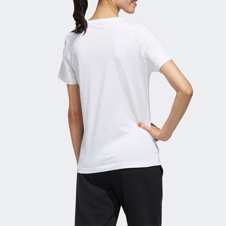 (WMNS) adidas Alphabet Logo Printing Training Sports Short Sleeve White FM6153