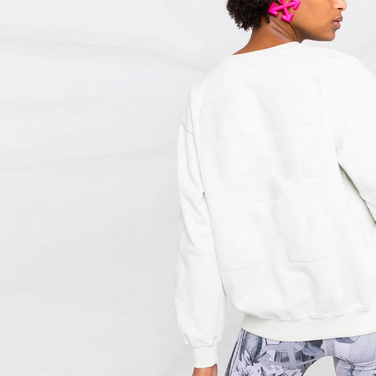 (WMNS) Off-White SS21 Arrow Logo Printing Sports Round Neck Hoodie Version White OWBA046S21JER0020101