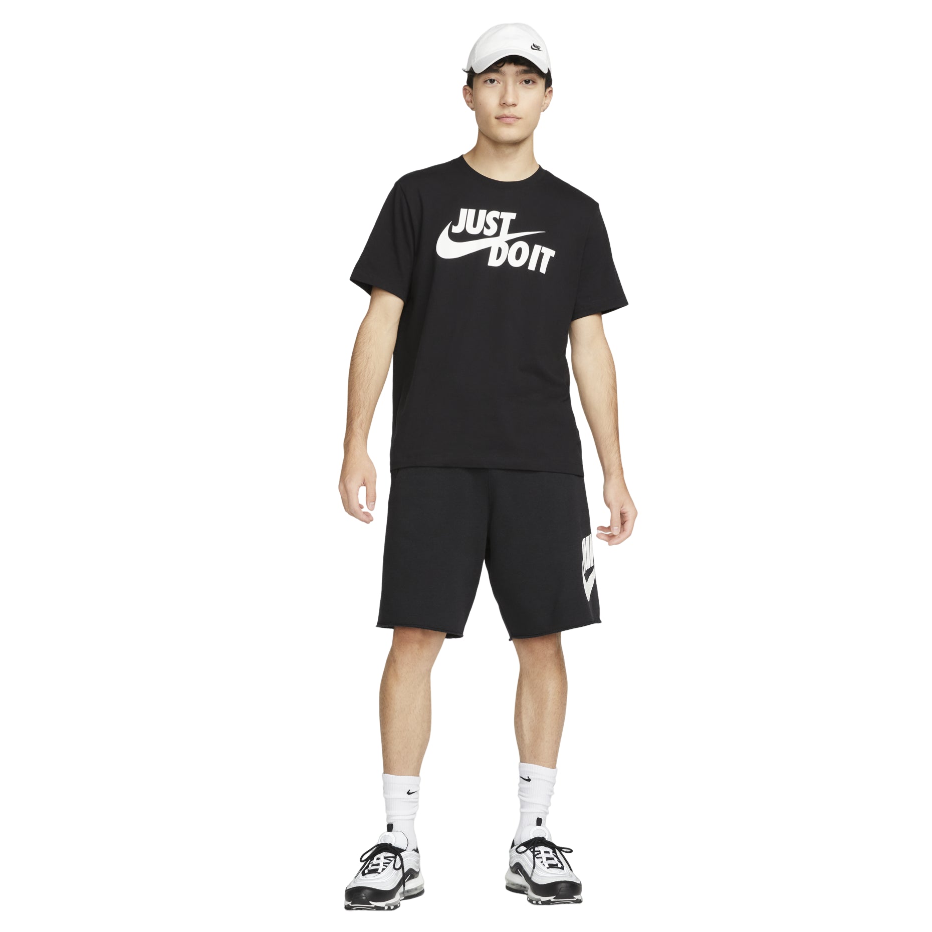 Nike Just Do It Swoosh T-shirt Asia Sizing 'Black White' AR5007-011