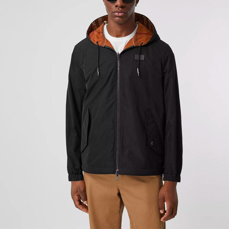 Men's Burberry Double Sided Plaid Cotton Hooded Jacket Brown 80369161
