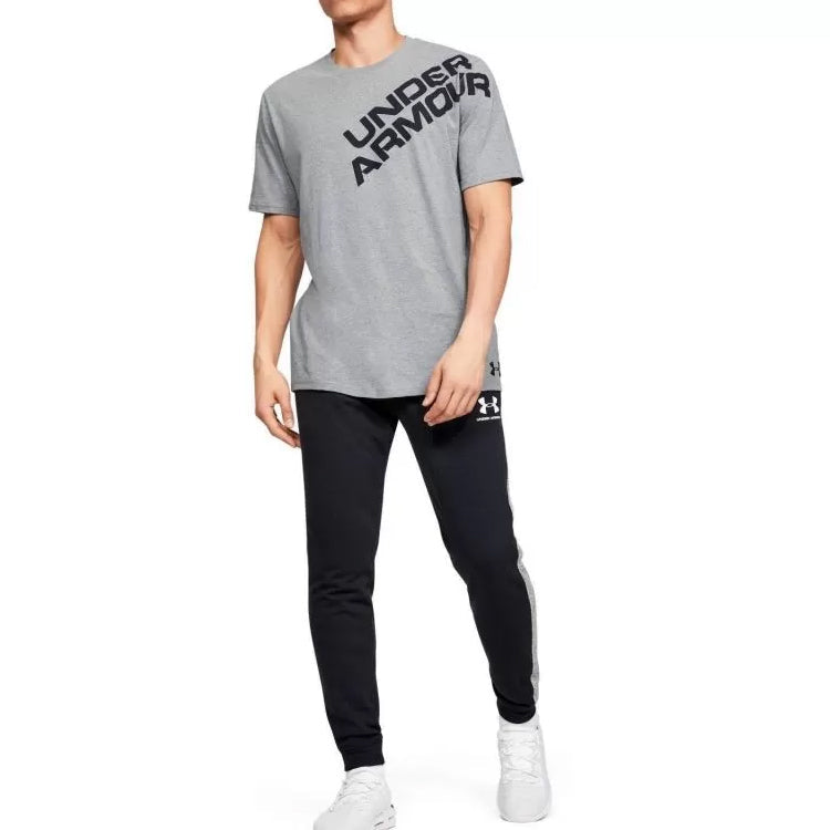 Under Armour Unisex Wordmark Shoulder Round-neck Tee Gray 1344227-035