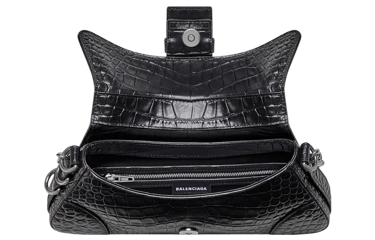 (WMNS) Balenciaga Lindsay Small Crocodile Embossed Shoulder Bag 'Black' 701141210C91000