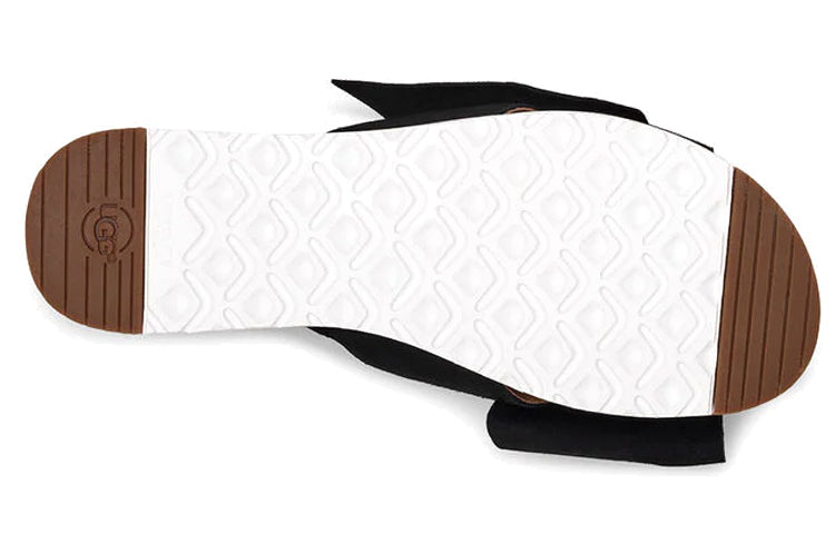 (WMNS) UGG Bow Open Toe Black White Slippers 'Black White' 1099803-BLK
