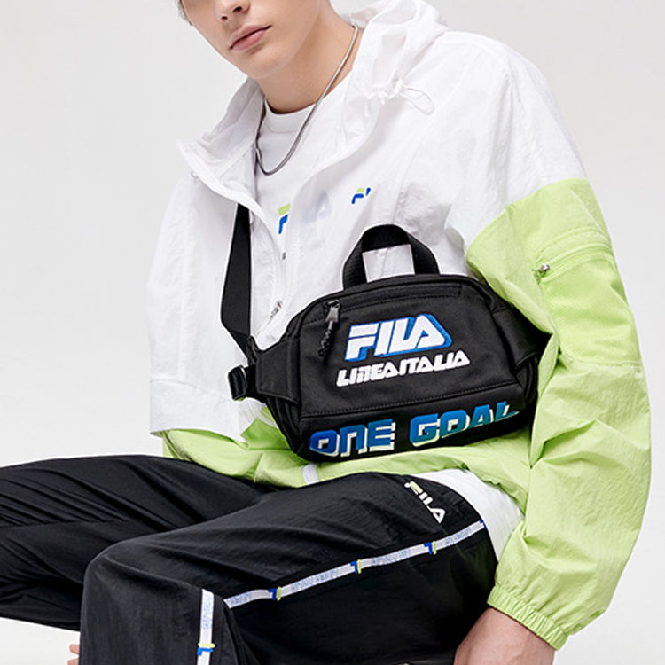 Men's FILA FUSION Splicing Contrasting Colors Thin and light Woven Loose Hooded Jacket White T11M125704F-WT