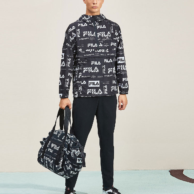 FILA Logo Full Print hooded Loose Jacket Black F11M934708F-PT