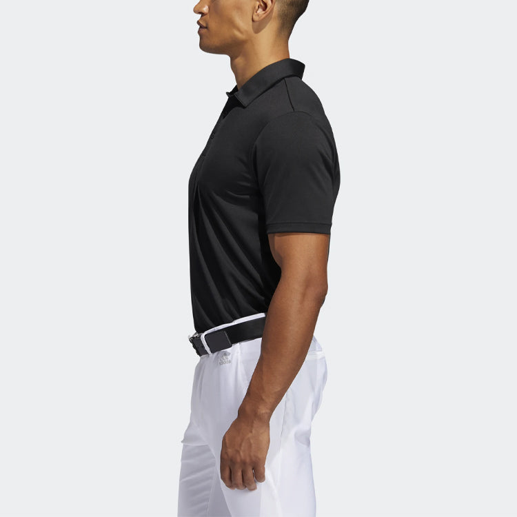 adidas Golf Sports Stripe Printing Short Sleeve Polo Shirt Black FJ9837