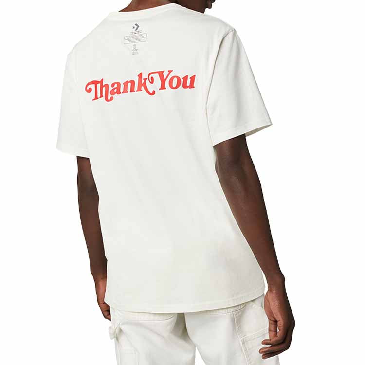 Converse reversible Alphabet Printing Short Sleeve Creamy White 10019650-A02