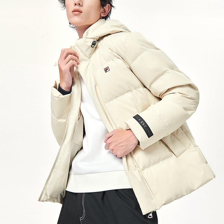Men's FILA Embroidered Logo Stay Warm Sports Hooded Down Jacket Green F11M148901F-LG