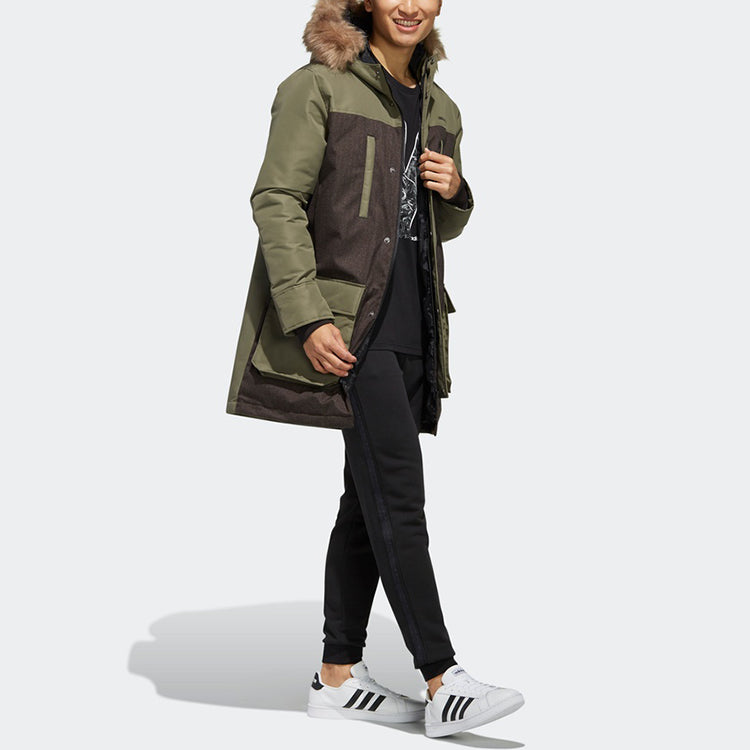 adidas neo M STRT Down PRK Sports hooded Stay Warm Down Jacket Khaki Brown EI4396