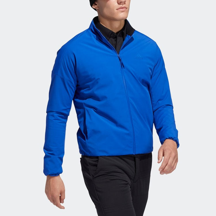 Men's adidas Solid Color Zipper Stand Collar Jacket Blue FS6952