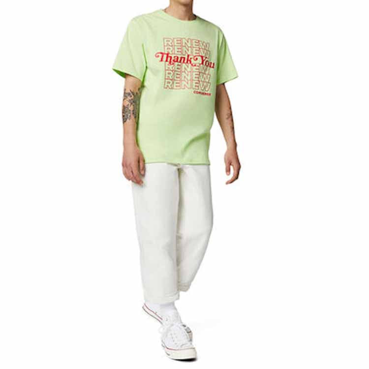 Men's Converse Renew Alphabet Printing Short Sleeve Green 10019649-A01
