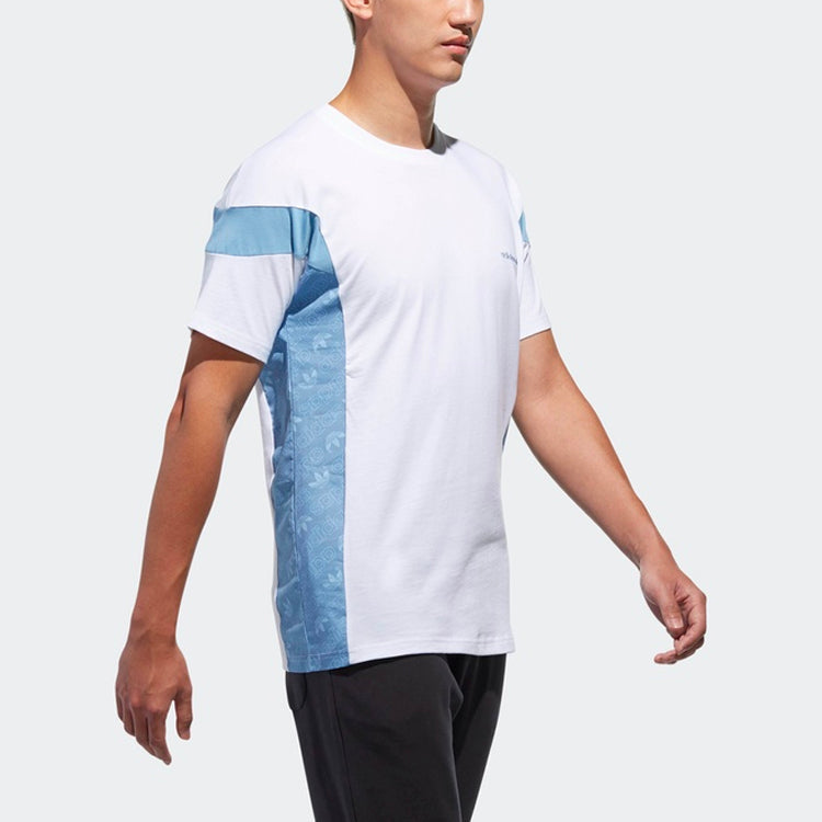 adidas originals Logo Printing Splicing Sports Short Sleeve White CW5183