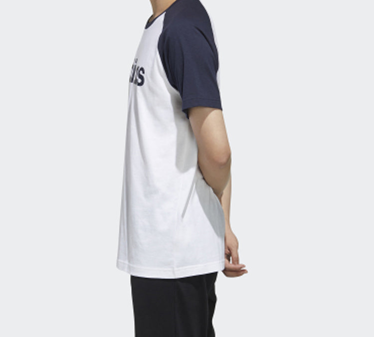 adidas neo Logo Printing Sports Short Sleeve White FP7439