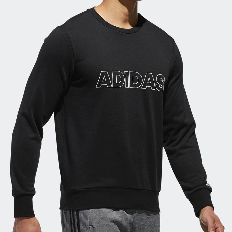 adidas Gfx Crew Hd Red Logo Printing Sports Round Neck Pullover Black CV6269