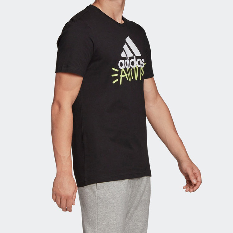 adidas logo Printing Round Neck Pullover Sports Short Sleeve Black FN1727