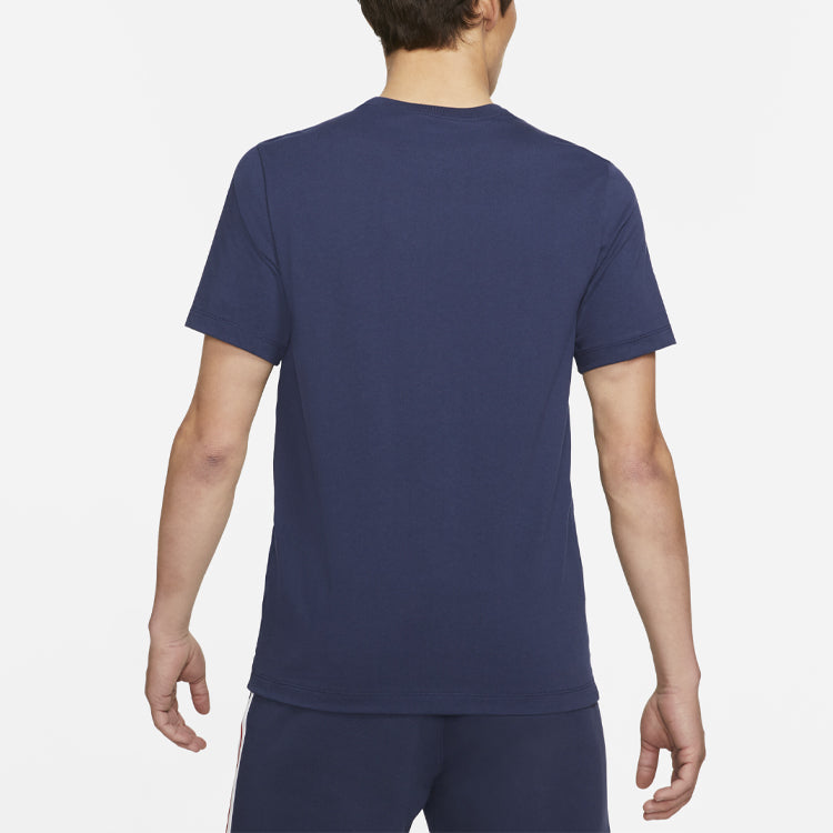 Air Jordan Wordmark Paris Saint-Germain Alphabet Printing Soccer/Football Sports Short Sleeve Navy Blue DB6511-410