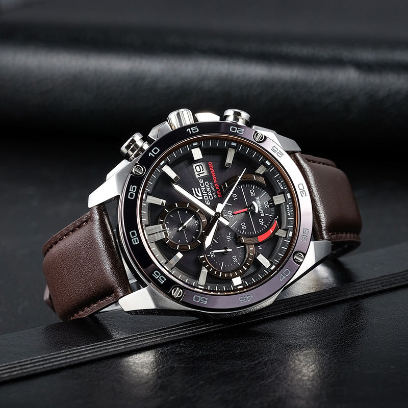 CASIO Waterproof EDIFICE Sapphire Crystal Solar Powered Mens Brown Analog EFS-S500BL-1AVUPR