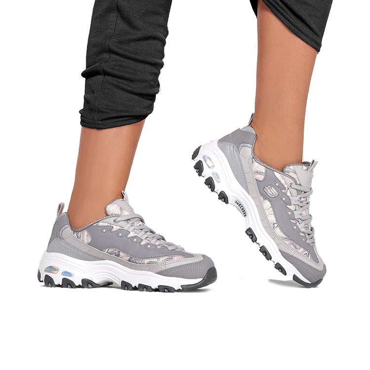 (WMNS) Skechers D lites 1.0 Running Shoes Grey/White 149240-GRY