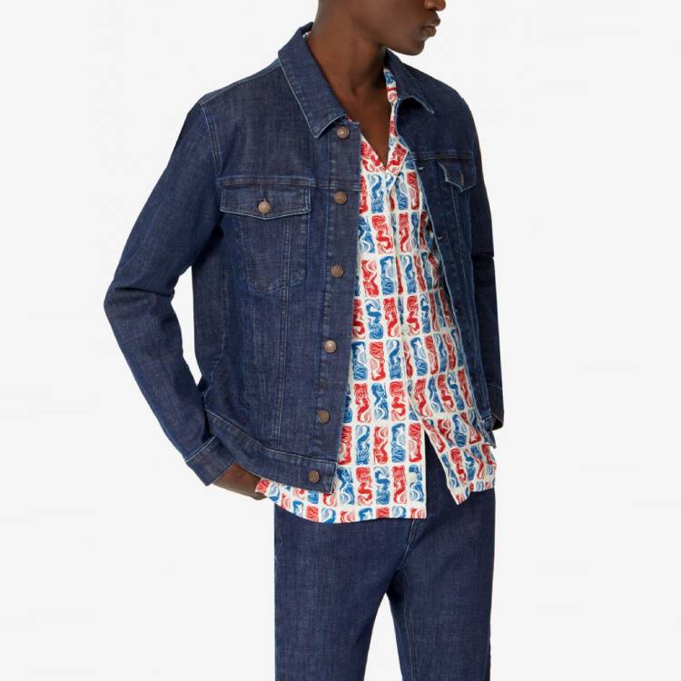 Men's KENZO Solid Color lapel Denim Jacket Blue FA55BL5092EC-76