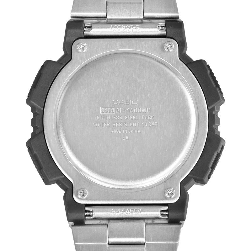 CASIO Sports Waterproof Stainless Steel Strap Quartz Mens Silver Digital AE-1400WHD-1A