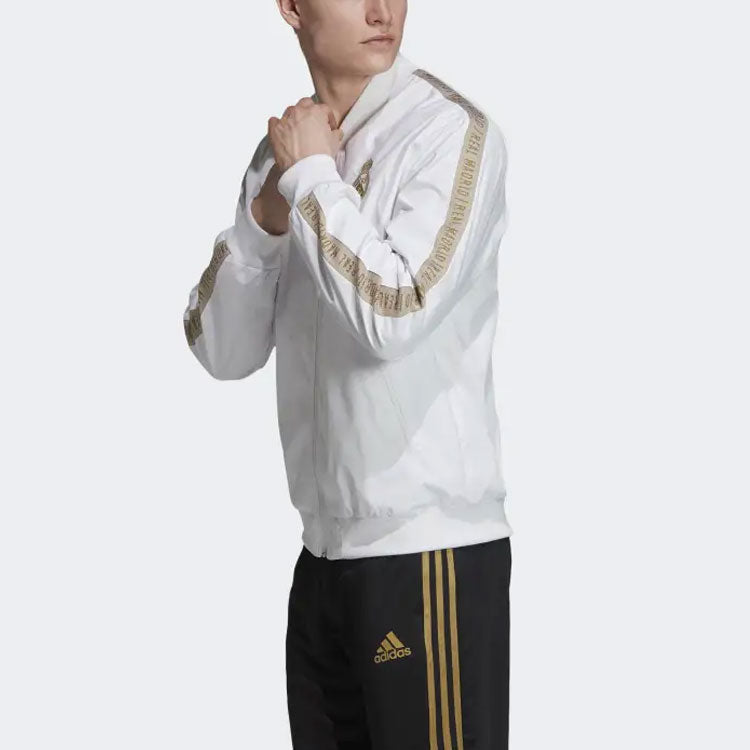 adidas Real Anthem Jkt real Madrid Soccer/Football Sports Embroidered Logo Jacket White DX8695