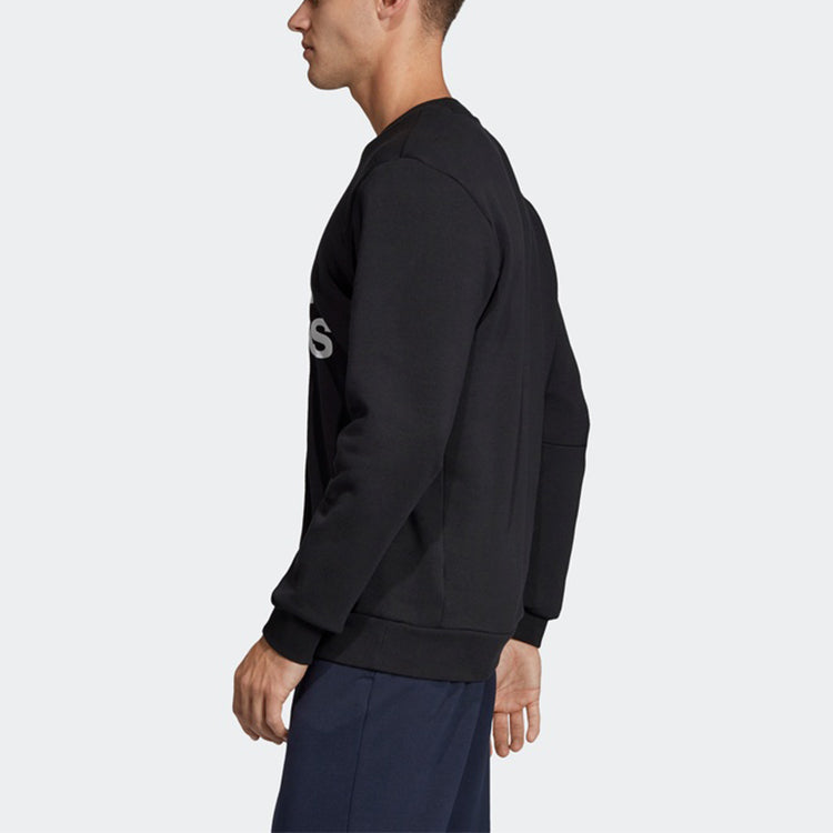 adidas Fleece Lined Stay Warm Athleisure Casual Sports Pullover Round Neck Black EB5265