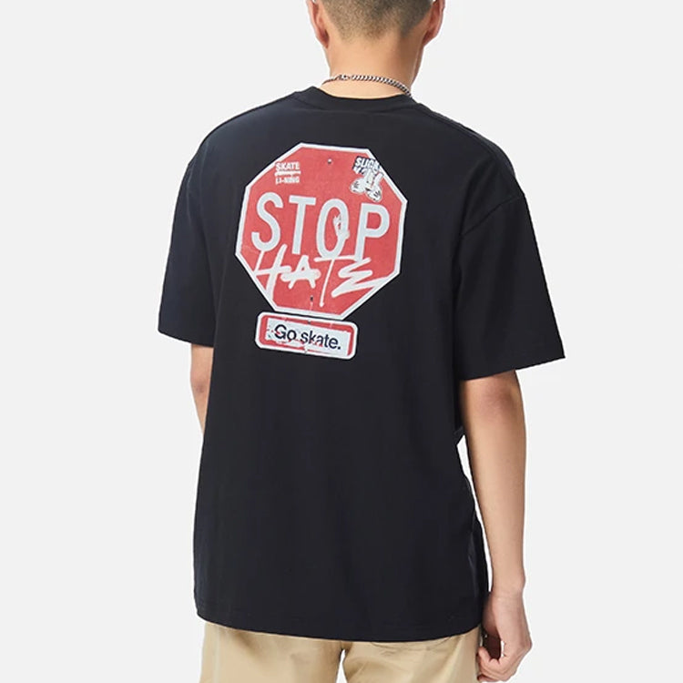 Li-Ning x OG_SLICK Crossover SS22 Graffiti Printing Round Neck Loose Short Sleeve 'Black' AHSS057-2