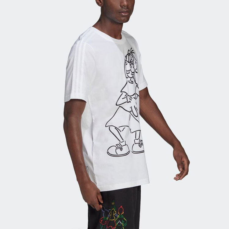 adidas originals x isney Crossover Cartoon Printing Casual Breathable Stripe Pattern Sports Short Sleeve White HC0646