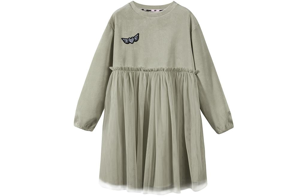 (GS) Skechers Fluffy Long Sleeve Dress 'Pink Grey' L422G106