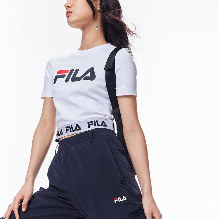 (WMNS) FILA Logo Print Short Sports Short Sleeve White F51W138105F-WT