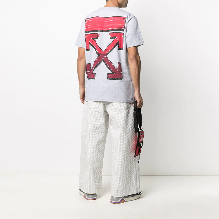 Off-White SS21 Arrow Short Sleeve Round Neck Version Gray OMAA027R21JER0030825