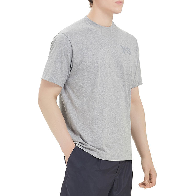 Men's Y-3 Casual Logo Round Neck Short Sleeve Gray T-Shirt GK4505