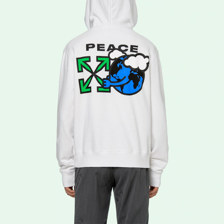 Off-White SS21 Printing Logo hooded Long Sleeves White OMBB034R21FLE0060155