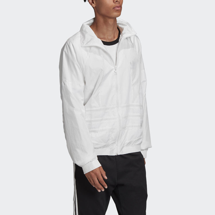 adidas originals Bg Trefoil Tt Solid Color Large Logo Athleisure Casual Sports Jacket White FM9889