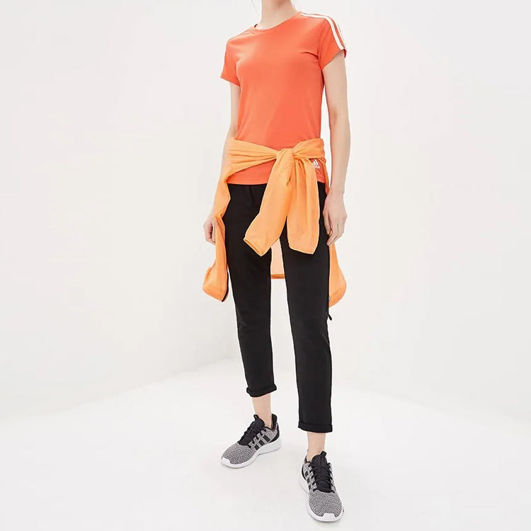 (WMNS) adidas White Stripe Short Sleeve Orange B45789