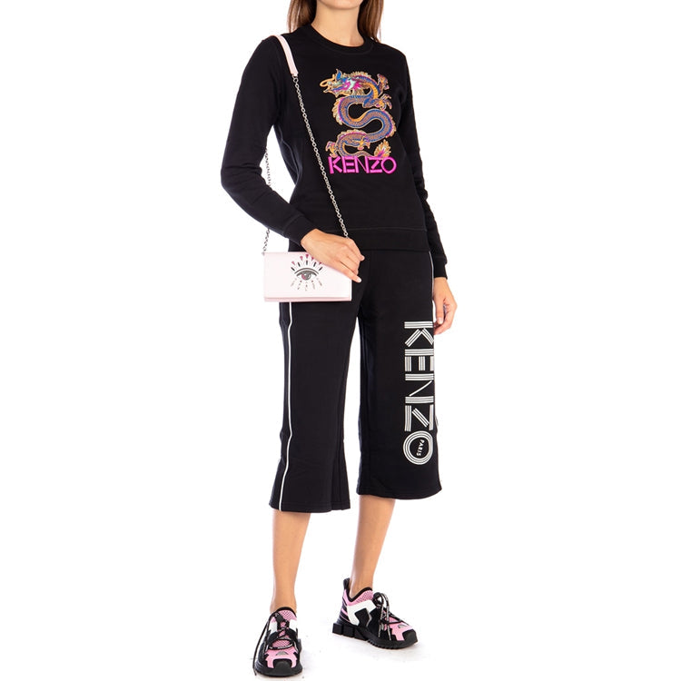 KENZO Embroidered Cotton Round Neck Long Sleeves Black F96-2SW809-962-99