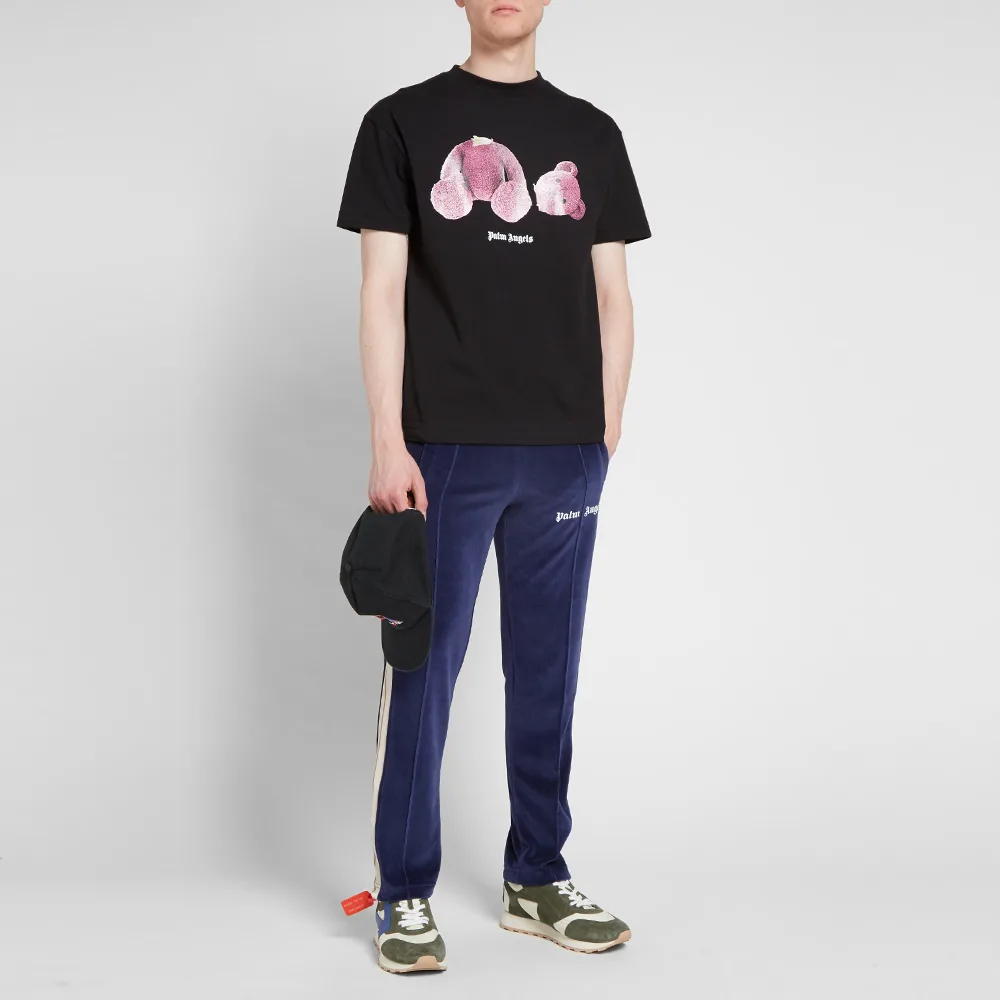 Men's PALM ANGELS Kill The Bear Tee Purple Short Sleeve Black PMAA001F194130031028