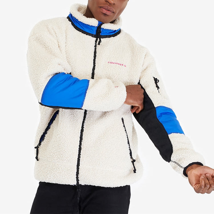 Converse Sherpa Jacket Polar Fleece Stay Warm Colorblock Casual Stand Collar 10018039-101