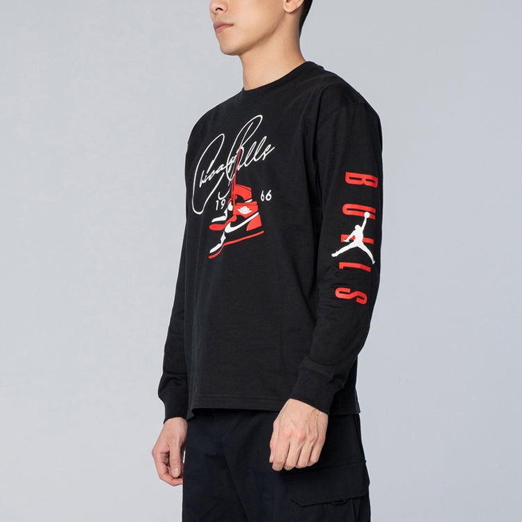 Air Jordan NBA Courtside Chicago Bulls Round Neck Pullover Long Sleeves Black DA6527-010
