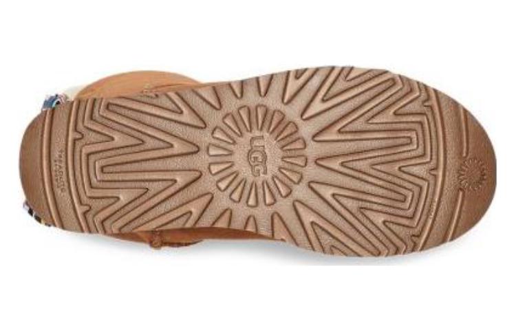 (WMNS) UGG Checkered Bow Snow Boots 'Brown' 1138131-CHE