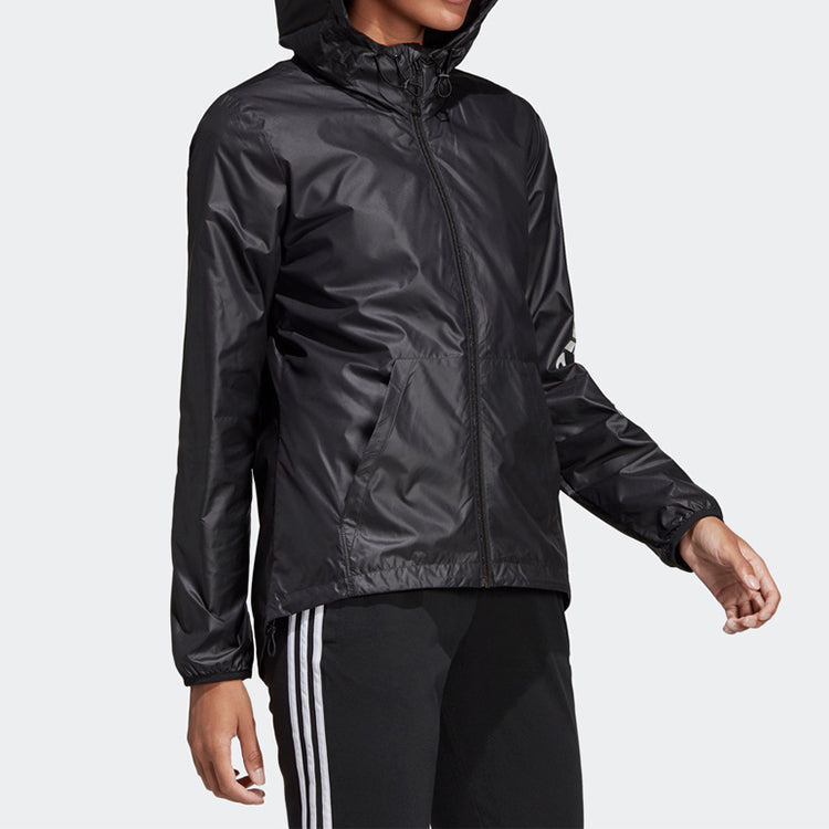 (WMNS) adidas E Lin Windbr Letter Logo Printing Hooded Jacket Black DP2408