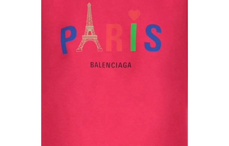 Balenciaga Paris Love Regular T-Shirt Printing Short Sleeve Red 594599TGV435640