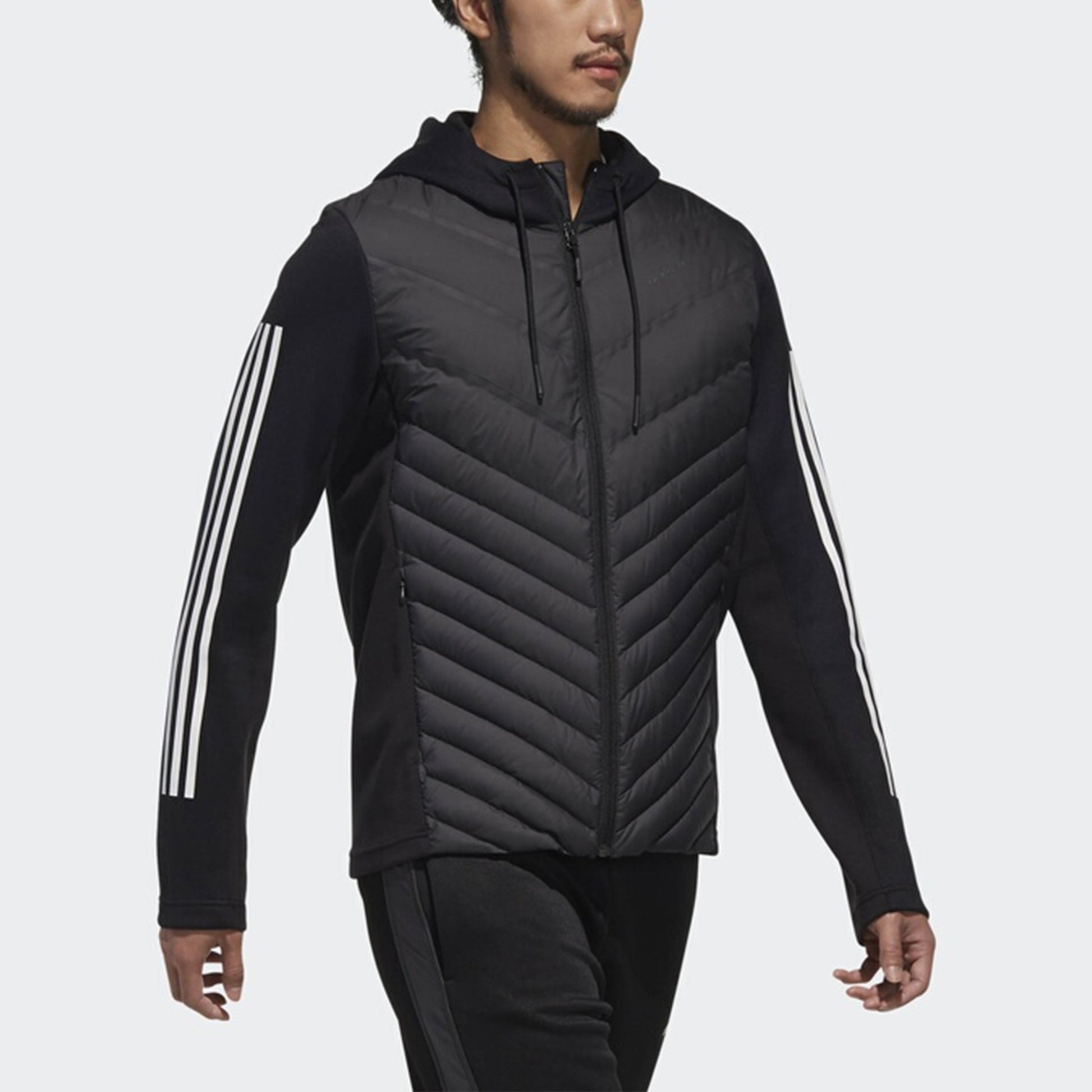 adidas neo M Dly Dwn Jkt Splicing Stay Warm Sports hooded down Jacket Black DM4348