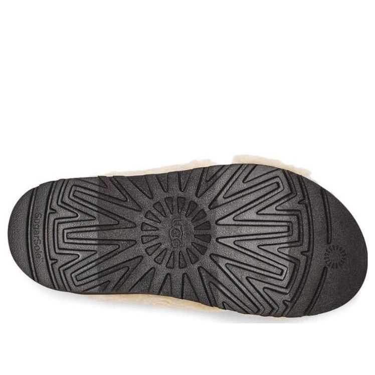 (WMNS) UGG Fuzz Sugar Cross Slide 'Natural Black' 1135131-NBLC