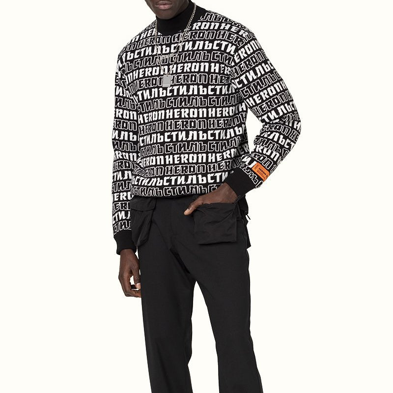 Men's HERON PRESTON Logo Pullover Black HMHF001F20KNI0021001