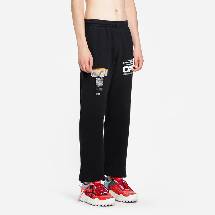 Off-White SS20 Wavy Logo Track Pants For Men Black OMCH020R20E300041001