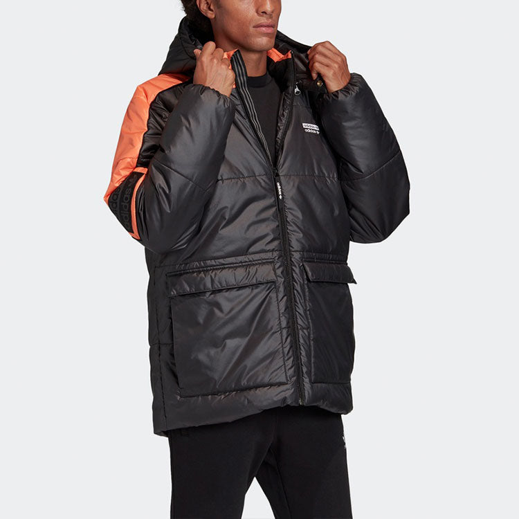 adidas originals R.y.v. Padded Stay Warm Colorblock Sports mid-length Hooded Padded Jacket Black GC8687