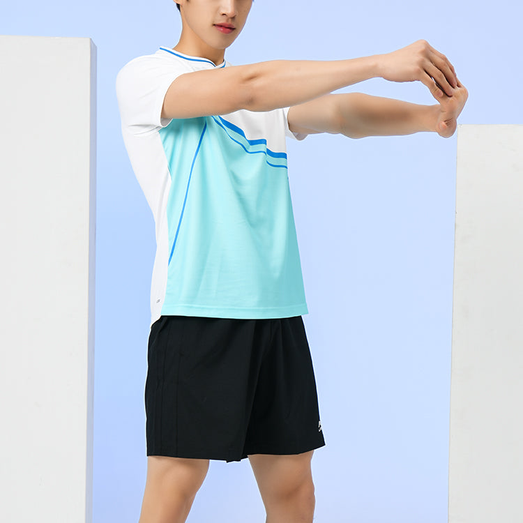 Li-Ning Badminton Series Colorblock Breathable Training Sports Short Sleeve Couple Style White AAYS053-1